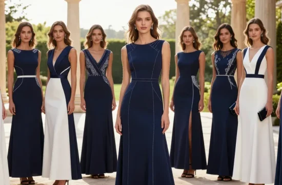 robe chic bleu marine et blanc